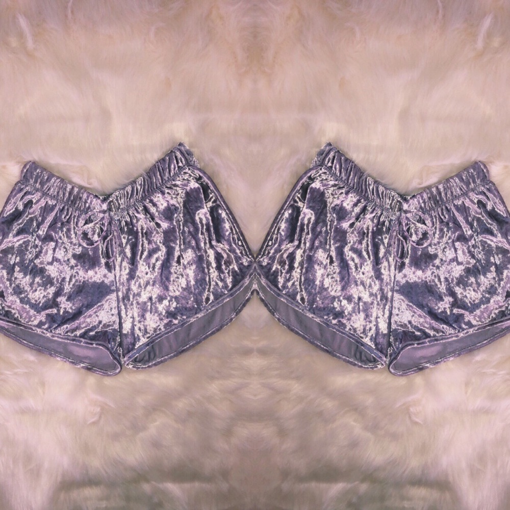 PURPLE CRUSHED VELVET SHORTS!!!